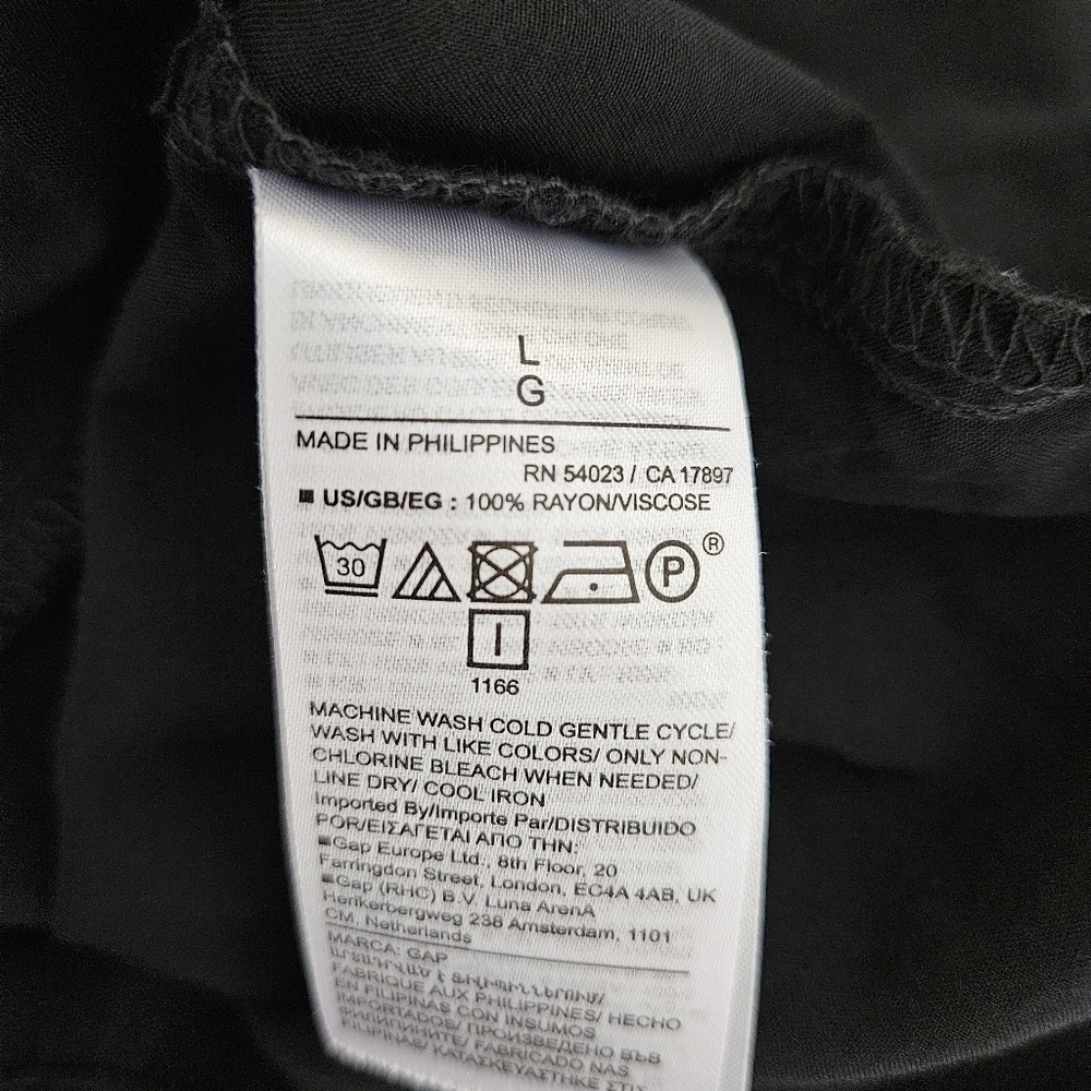 GAP Blouson Fit Flare Tank Dress Black Sleeveless V Neck Lightweight Large - Picture 6 of 7